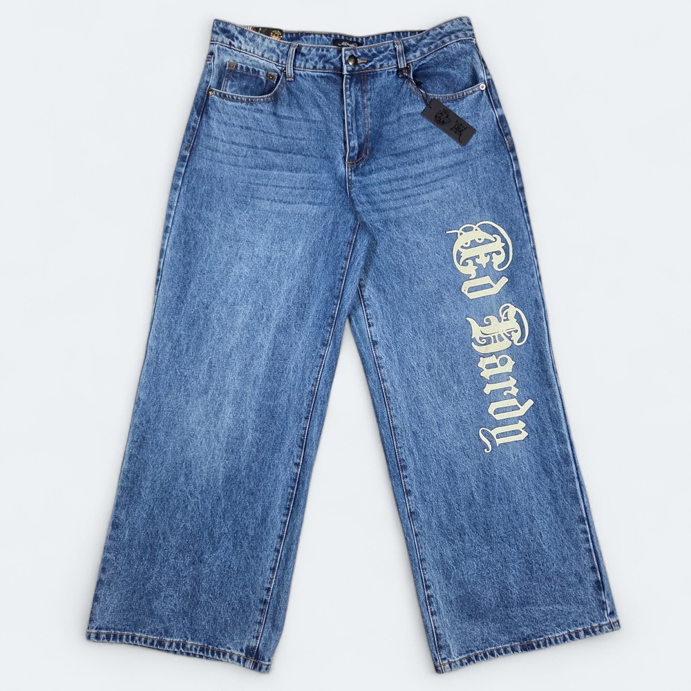 Ed Hardy Women’s Wide-Leg Baggy Tattoo Print Jeans Size 26